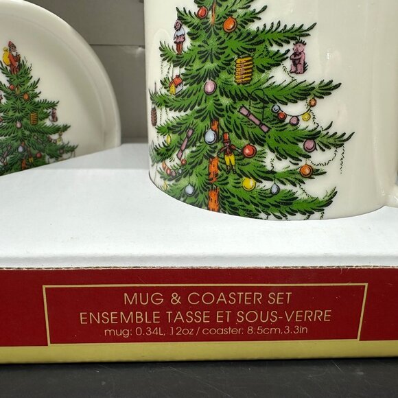 Spode Christmas Tree Mug Coaster Lid Set 12oz Ceramic Holiday Gift Ceramic - Picture 4 of 10